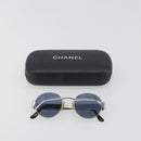 CHANEL Sunglasses Metal Silver CC Auth 196693V-12