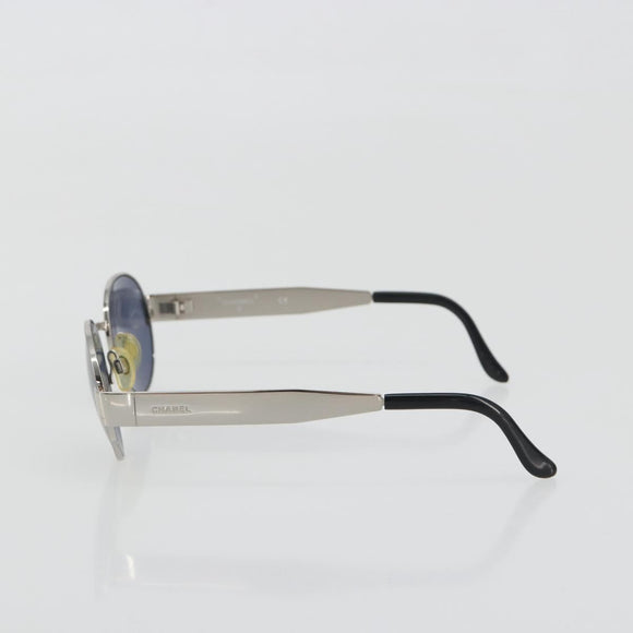 CHANEL Sunglasses Metal Silver CC Auth 196693V