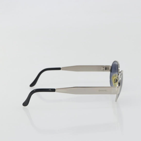 CHANEL Sunglasses Metal Silver CC Auth 196693V