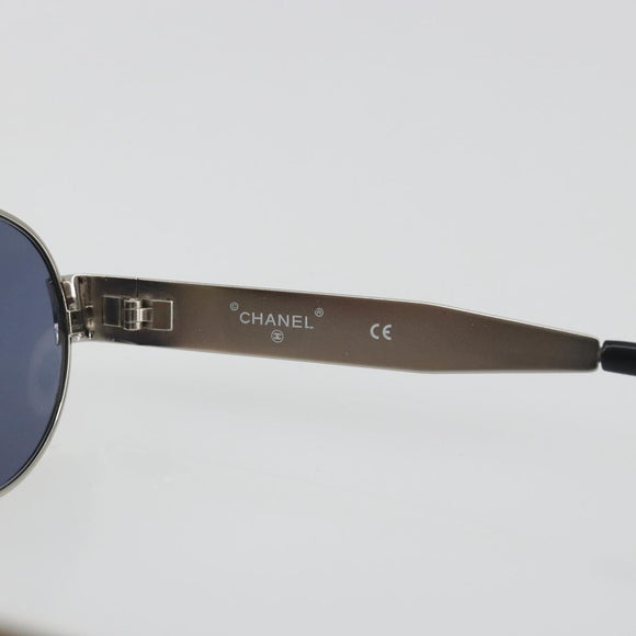 CHANEL Sunglasses Metal Silver CC Auth 196693V