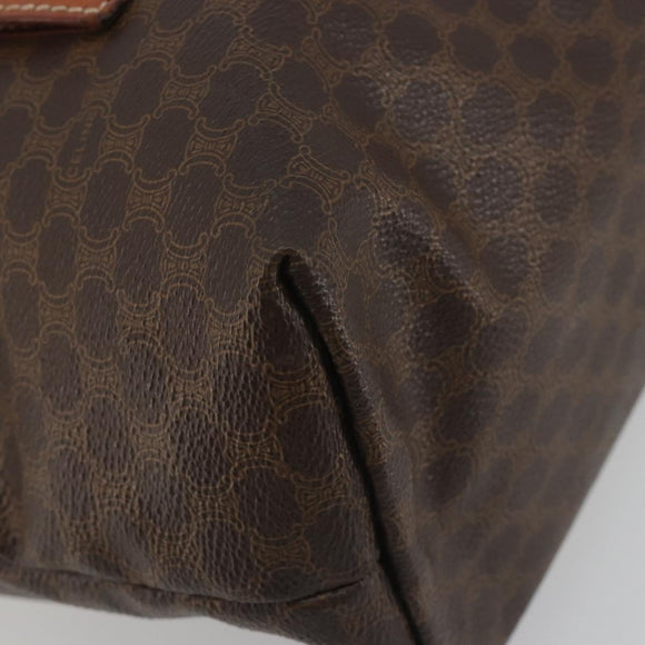 CELINE Macadam Canvas Shoulder Bag PVC Leather Brown Gold Auth 196695A
