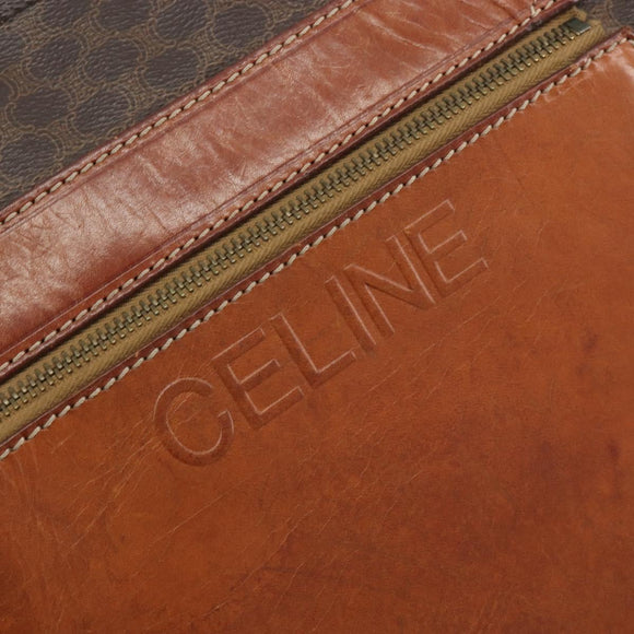 CELINE Macadam Canvas Shoulder Bag PVC Leather Brown Gold Auth 196695A