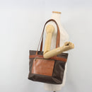 CELINE Macadam Canvas Shoulder Bag PVC Leather Brown Gold Auth 196695A-23