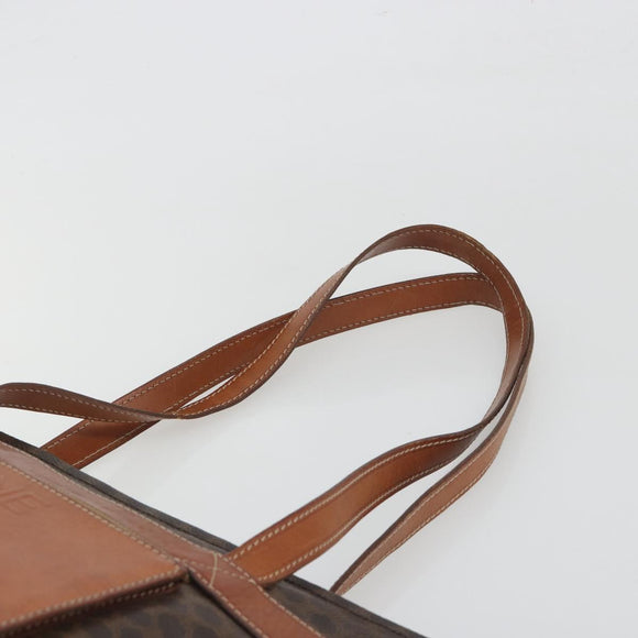 CELINE Macadam Canvas Shoulder Bag PVC Leather Brown Gold Auth 196695A