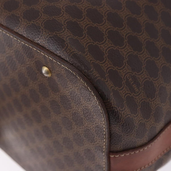 CELINE Macadam Canvas Shoulder Bag PVC Leather Brown Gold Auth 196696A
