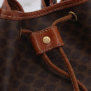 CELINE Macadam Canvas Shoulder Bag PVC Leather Brown Gold Auth 196696A-17