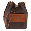 CELINE Macadam Canvas Shoulder Bag PVC Leather Brown Gold Auth 196696A-13