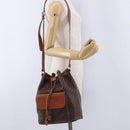 CELINE Macadam Canvas Shoulder Bag PVC Leather Brown Gold Auth 196696A-24