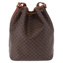 CELINE Macadam Canvas Shoulder Bag PVC Leather Brown Gold Auth 196696A-2