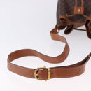 CELINE Macadam Canvas Shoulder Bag PVC Leather Brown Gold Auth 196696A-7