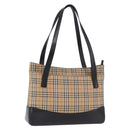 BURBERRY Nova Check Tote Bag Canvas Beige Auth 196697-1
