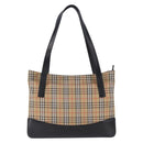 BURBERRY Nova Check Tote Bag Canvas Beige Auth 196697-2