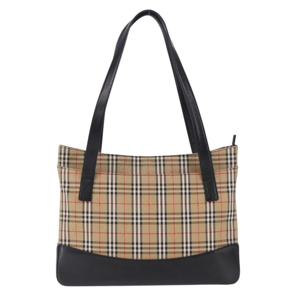 BURBERRY Nova Check Tote Bag Canvas Beige Auth 196697