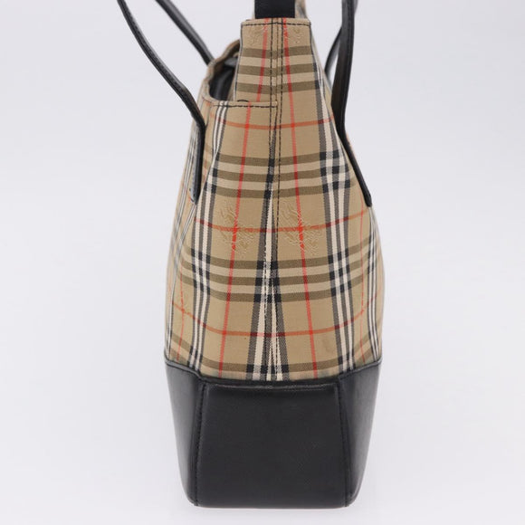 BURBERRY Nova Check Tote Bag Canvas Beige Auth 196697