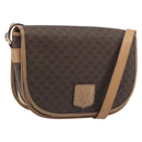 CELINE Macadam Canvas Shoulder Bag PVC Leather Brown Gold Auth 196698-1