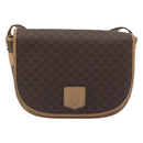 CELINE Macadam Canvas Shoulder Bag PVC Leather Brown Gold Auth 196698-13