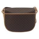 CELINE Macadam Canvas Shoulder Bag PVC Leather Brown Gold Auth 196698-2