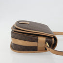 CELINE Macadam Canvas Shoulder Bag PVC Leather Brown Gold Auth 196698-3