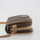 CELINE Macadam Canvas Shoulder Bag PVC Leather Brown Gold Auth 196698-4