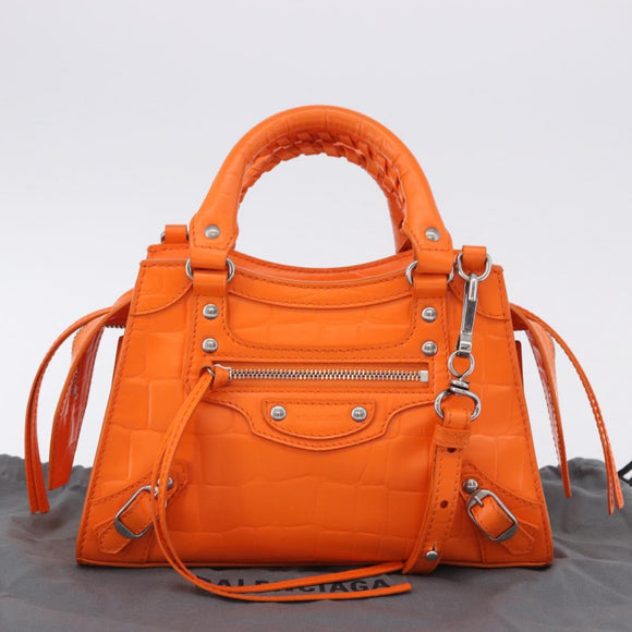 BALENCIAGA Neo Classic City Mini Bag Leather 2way Orange 638524 Auth 196699M