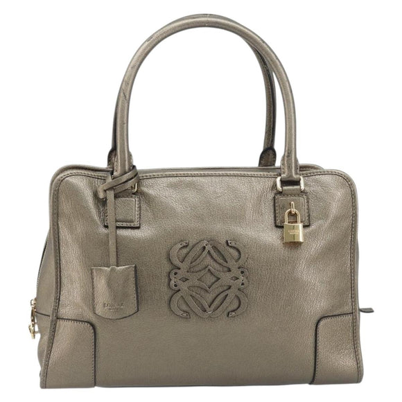 LOEWE Amazon 34 Hand Bag Leather Gold Auth 196701V