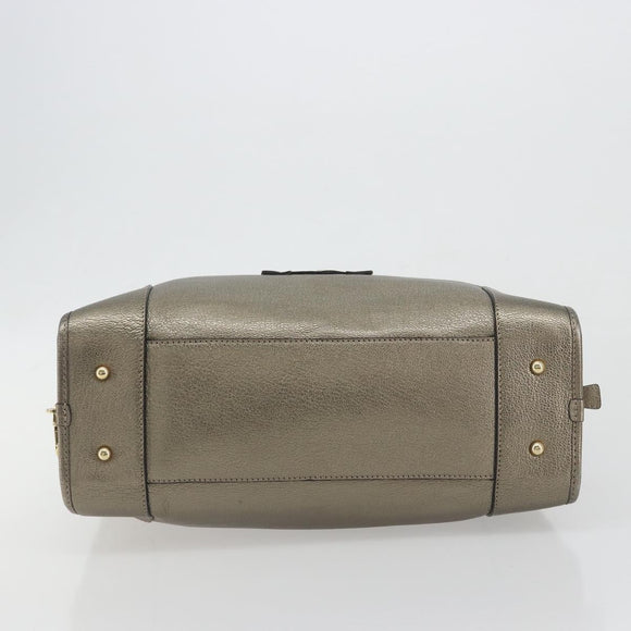 LOEWE Amazon 34 Hand Bag Leather Gold Auth 196701V