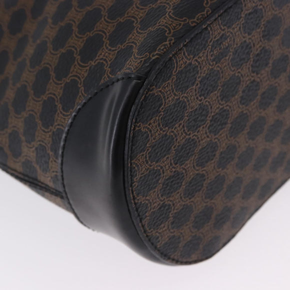 CELINE Macadam Canvas Hand Bag PVC Leather Black Gold Auth 196702