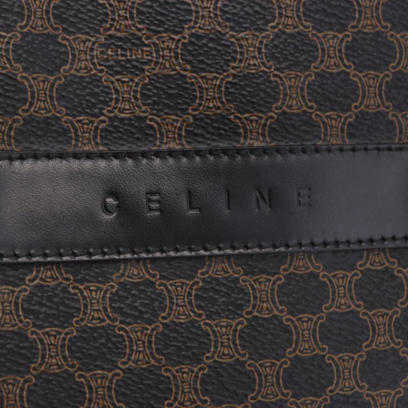CELINE Macadam Canvas Hand Bag PVC Leather Black Gold Auth 196702