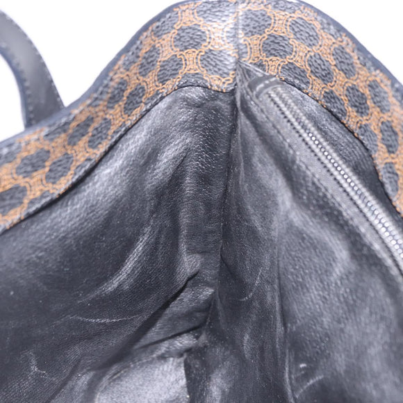 CELINE Macadam Canvas Hand Bag PVC Leather Black Gold Auth 196702
