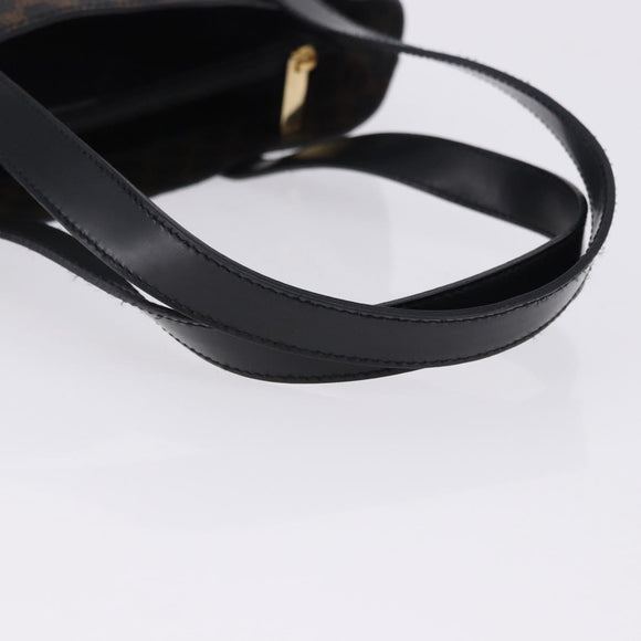 CELINE Macadam Canvas Hand Bag PVC Leather Black Gold Auth 196702