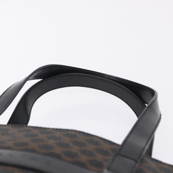 CELINE Macadam Canvas Hand Bag PVC Leather Black Gold Auth 196702