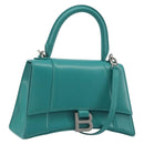 BALENCIAGA Hour Glass Small Bag Leather 2way Green Silver 593546 Auth 196703M-1