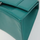 BALENCIAGA Hour Glass Small Bag Leather 2way Green Silver 593546 Auth 196703M-16