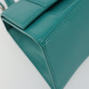 BALENCIAGA Hour Glass Small Bag Leather 2way Green Silver 593546 Auth 196703M-17