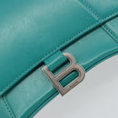BALENCIAGA Hour Glass Small Bag Leather 2way Green Silver 593546 Auth 196703M-21