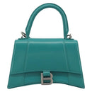 BALENCIAGA Hour Glass Small Bag Leather 2way Green Silver 593546 Auth 196703M-13