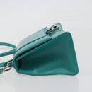BALENCIAGA Hour Glass Small Bag Leather 2way Green Silver 593546 Auth 196703M-4