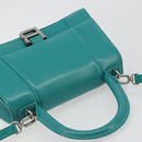 BALENCIAGA Hour Glass Small Bag Leather 2way Green Silver 593546 Auth 196703M-6