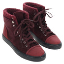 CHANEL High Cut Sneakers Suede Bordeaux CC Auth 196705M-1