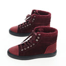 CHANEL High Cut Sneakers Suede Bordeaux CC Auth 196705M-4