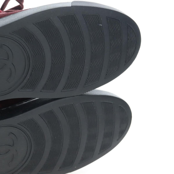 CHANEL High Cut Sneakers Suede Bordeaux CC Auth 196705M