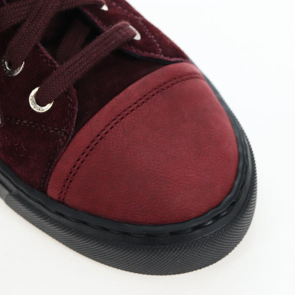 CHANEL High Cut Sneakers Suede Bordeaux CC Auth 196705M