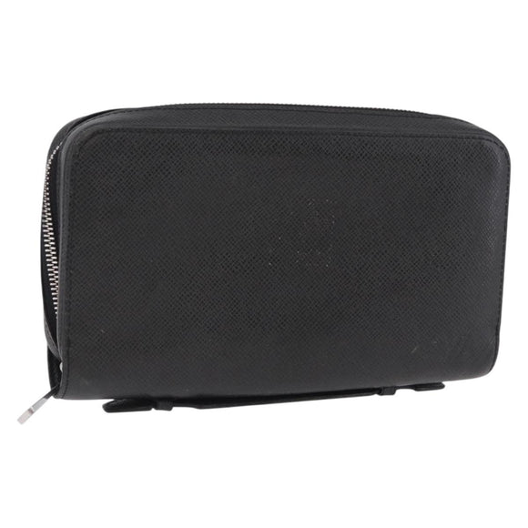LOUIS VUITTON Taiga Zippy XL Long Wallet Black M44275 LV Auth 196706