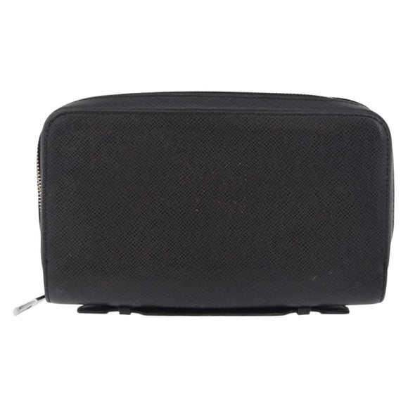 LOUIS VUITTON Taiga Zippy XL Long Wallet Black M44275 LV Auth 196706