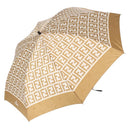 FENDI Zucca Canvas Folding Umbrella Beige Gold Auth 196709A-1