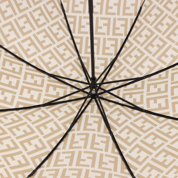 FENDI Zucca Canvas Folding Umbrella Beige Gold Auth 196709A