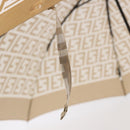 FENDI Zucca Canvas Folding Umbrella Beige Gold Auth 196709A-13