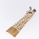 FENDI Zucca Canvas Folding Umbrella Beige Gold Auth 196709A-14