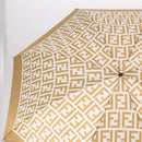 FENDI Zucca Canvas Folding Umbrella Beige Gold Auth 196709A-3