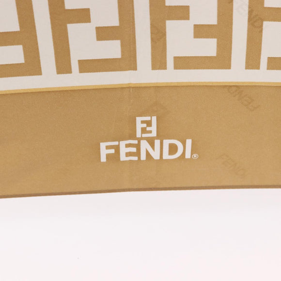 FENDI Zucca Canvas Folding Umbrella Beige Gold Auth 196709A
